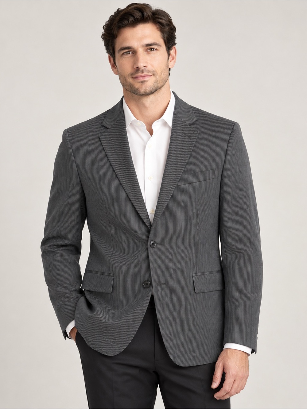 Versace Charcoal Gray Two-Button Notch Lapel Blazer